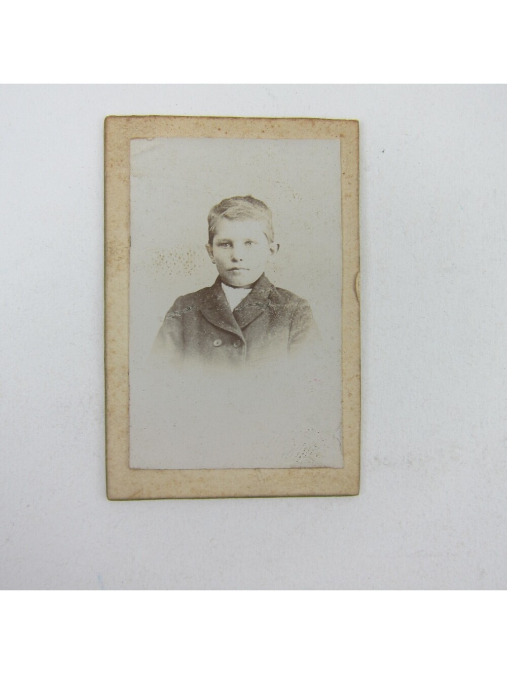 Photograph Card Boy Portrait Wearing Dress Coat Antique 1880s - 1890s
